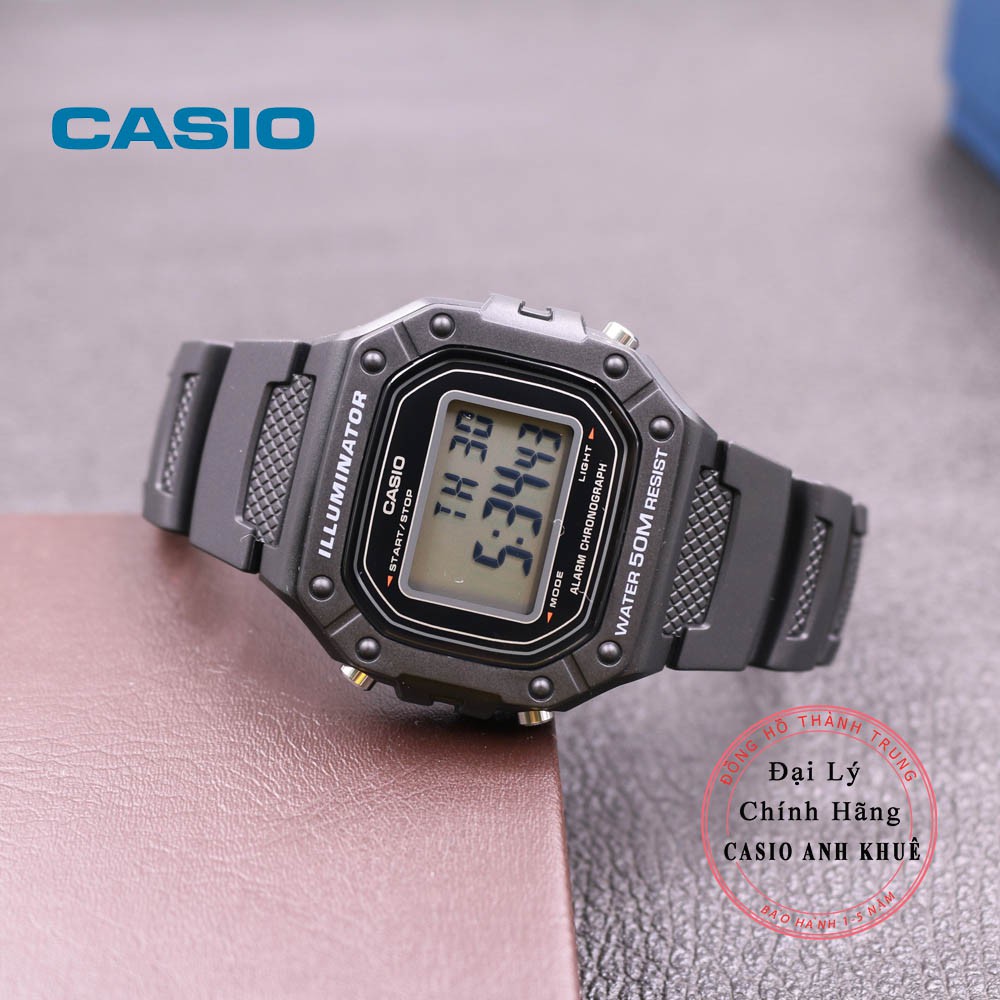 Đồng hồ điện tử nam Casio W-218H-1AVDF dây nhựa