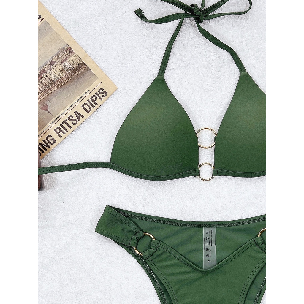 [BKN1616] &lt;ÂU&gt; SET BIKINI RÊU CUPSO KHUY TRÒN NGỰC