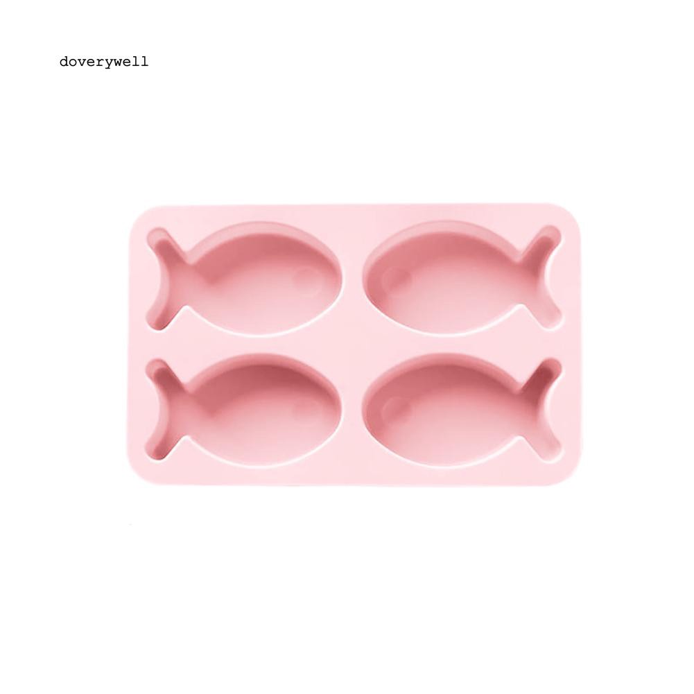 Khuôn silicone 4 ô làm bánh , xà phòng , sô cô la hình cá đáng yêu