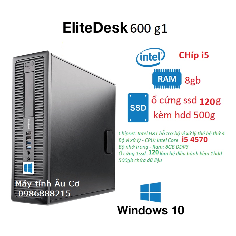 BAONGOCPC Máy tính đồng bộ EliteDesk 600G1( CPU Core i5-4570 ( 3.6GB) - Ram 8GB - SSD 128GB)- HÀNG CHÍNH thumbnail
