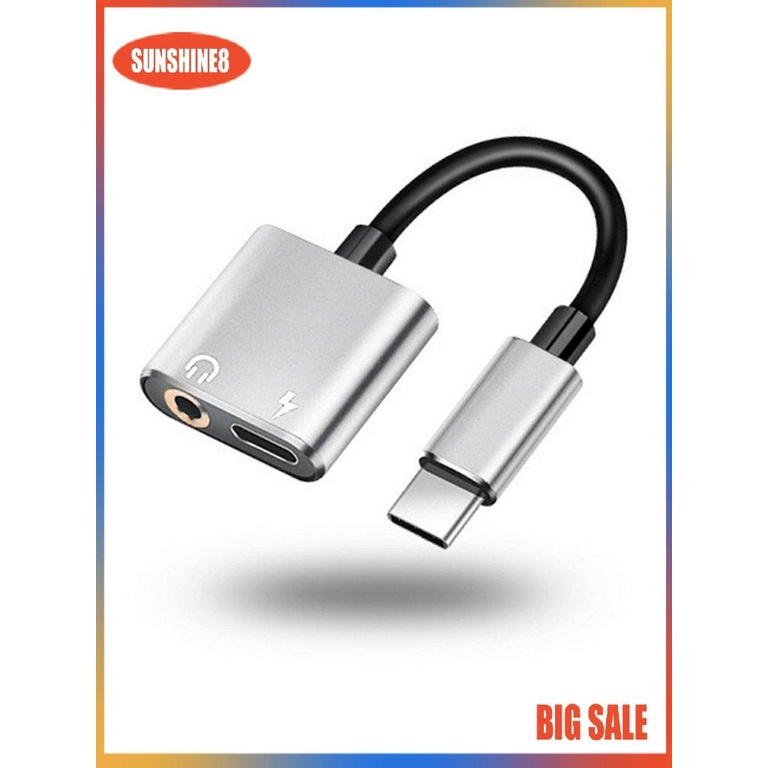 Đầu chia cổng USB Type-C sang 3.5mm 2 trong 1 tiện lợi