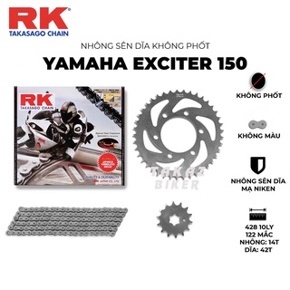 Nhông sên dĩa RK xe Exicter 150 thương hiệu JAPAN Hàng made in Malaysia