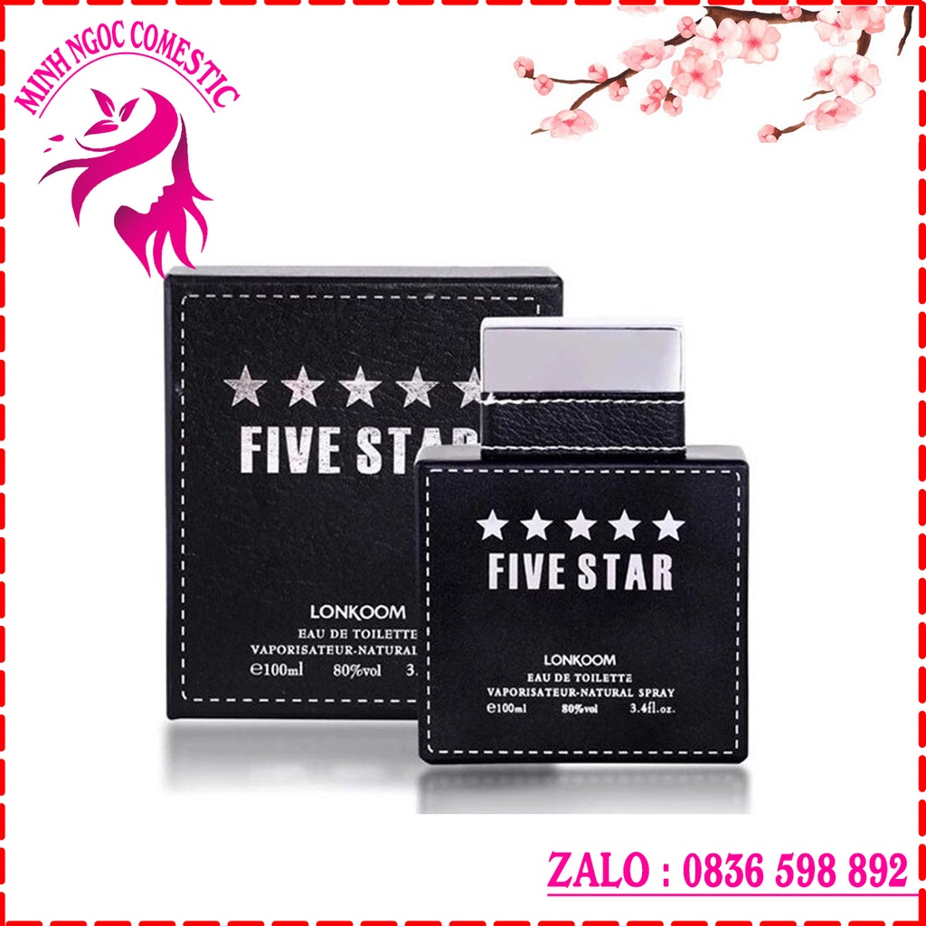 Nước hoa nam chính hãng FIVE STAR 5 SAO LONKOOM 100ml mùi hương nam tính mạnh mẽ sang trọng thơm lâu | Thế Giới Skin Care