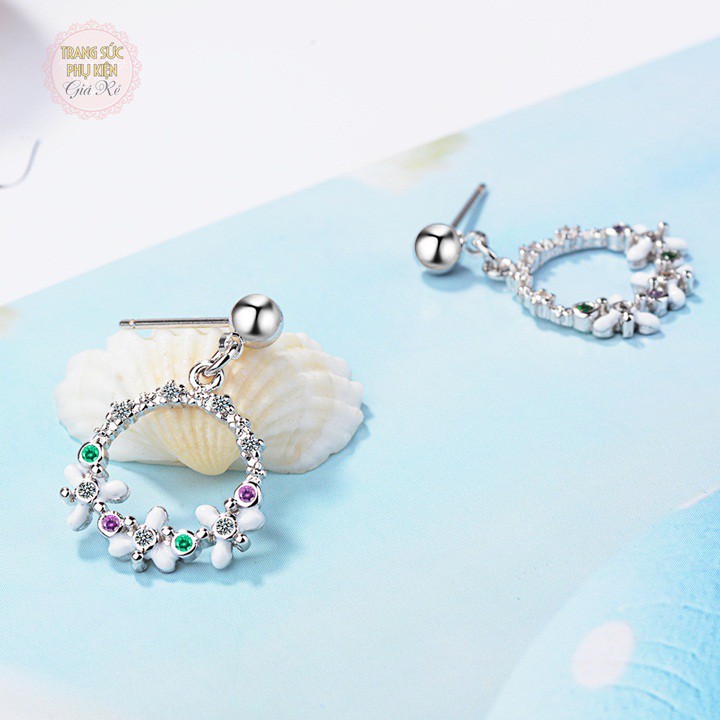 Bông tai nữ dáng dài vòng hoa thời trang Hàn cực xinh HT190
