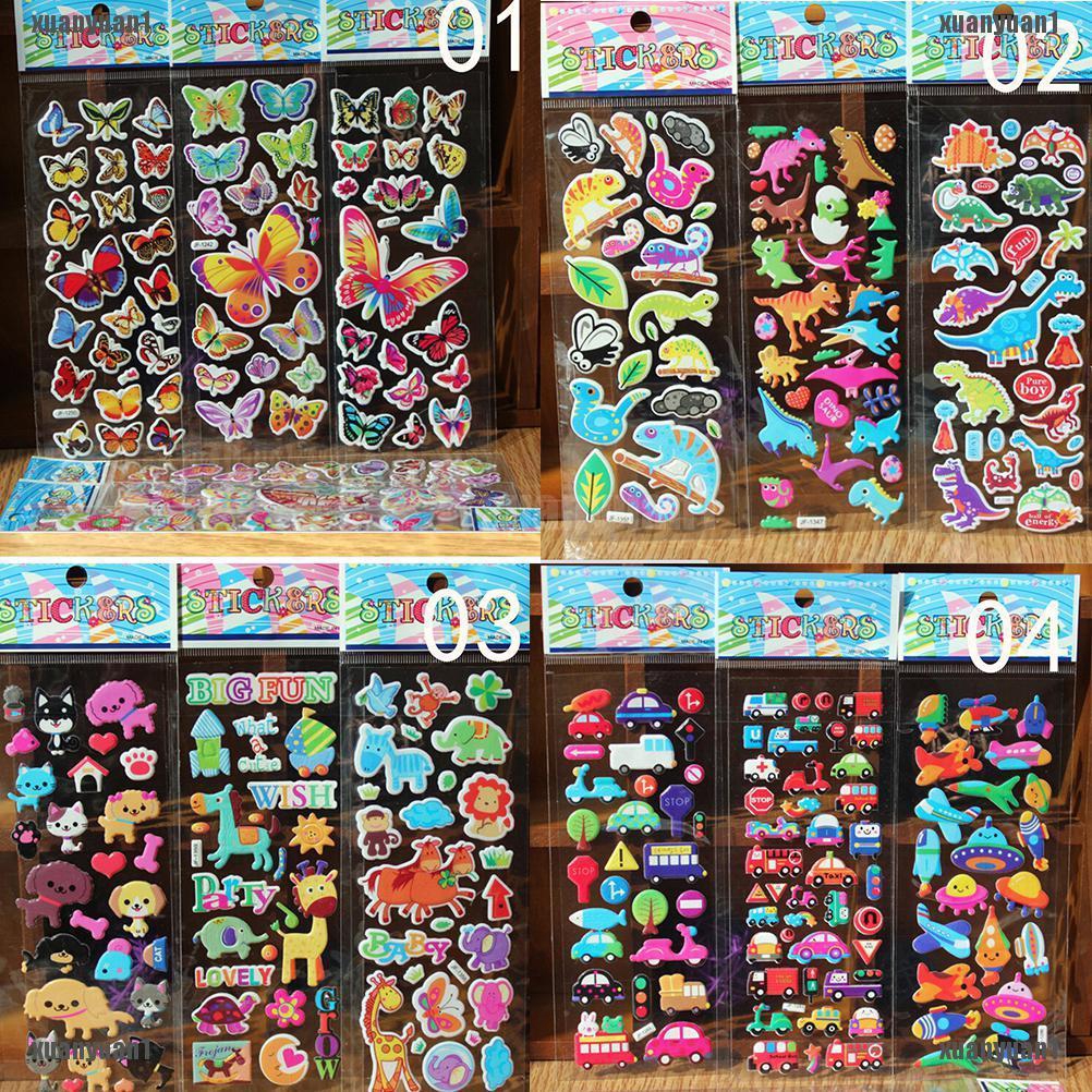 Bộ 10 Sticker Hoạt Hình 3D Xinh Xắn