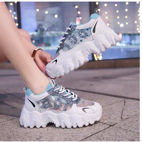 Giày thể thao nữ độn đế kim tuyến mã 100, giày sneaker nữ thoáng khí hot trend 2020