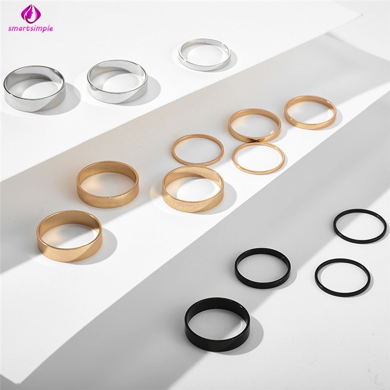 Set 14 nhẫn 3 màu bằng hợp kim phong cách thời trang cá tính độc đáo
