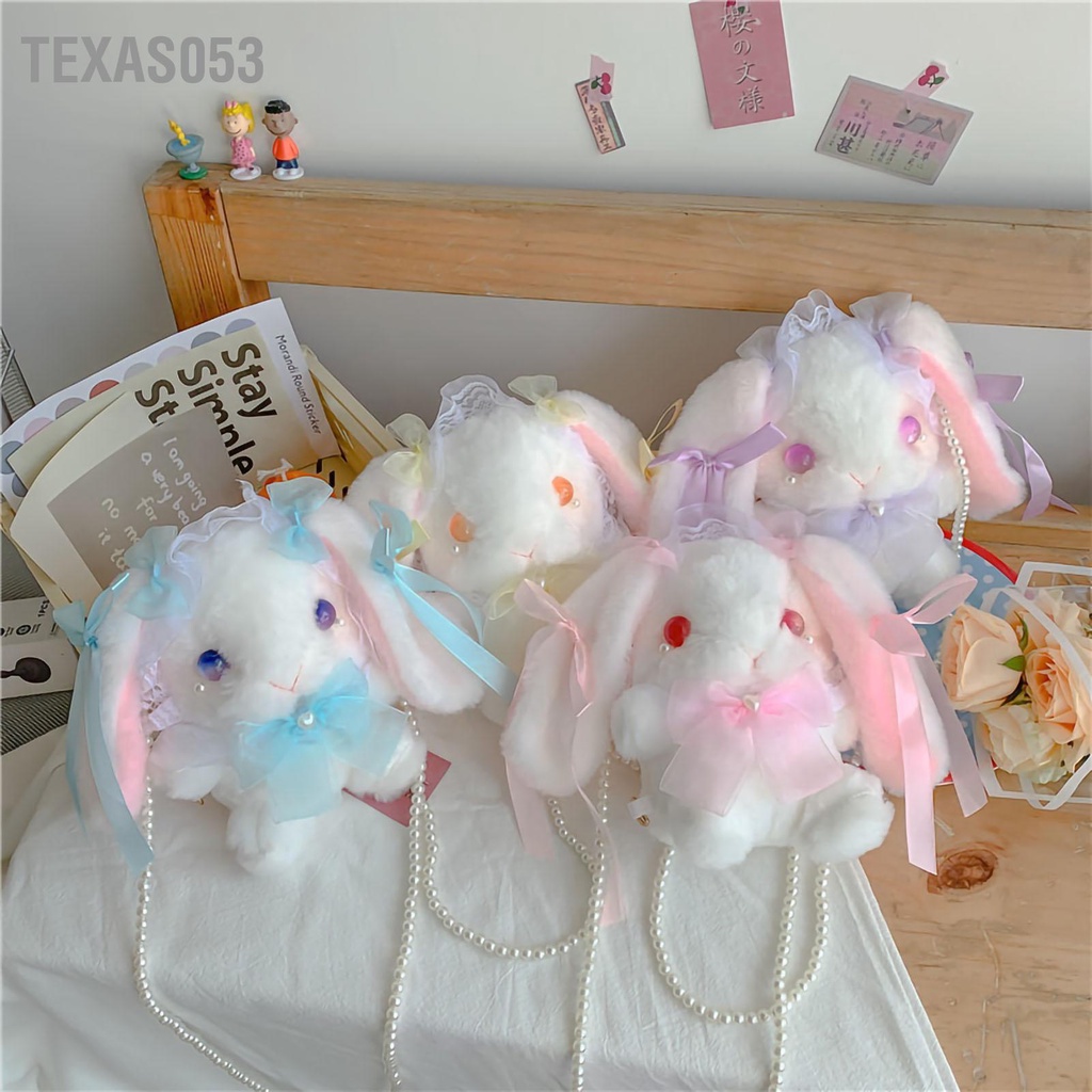 Hàng Sẵn Túi lông đeo chéo thỏ lolita cho nữ dễ thương Lông mịn hoạt hình sang trọng với dây đeo ngọc trai【Texas053】