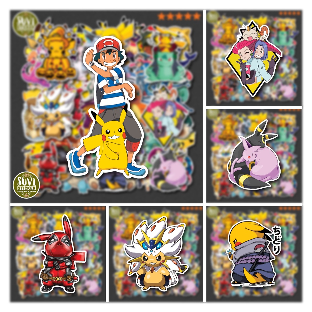 50 Sticker Pikachu chống nước sticker dán mũ bảo hiểm, laptop, điện thoại, đàn guitar, vali. MSP: NS65