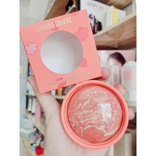 Phấn má hồng bắt sáng kèm cọ tán phấn Sivanna Colors Macaron Baked Powder HF3023