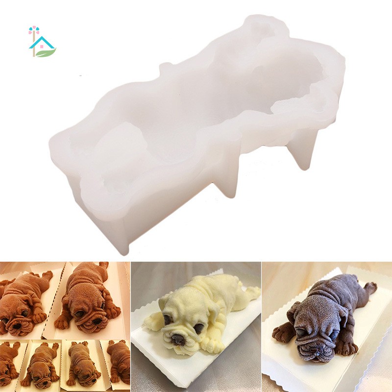 Khuôn làm bánh/ kem/ pudding bằng silicone hình con chó Shar Pei 3D đáng yêu