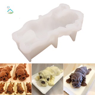 Khuôn làm bánh/ kem/ pudding bằng silicone hình con chó Shar Pei 3D đáng yêu