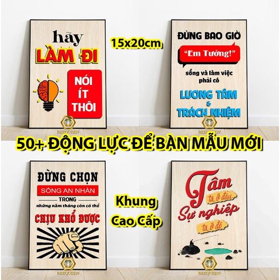 50 Mẫu Tranh Động Lực Mini Để Bàn Trang Trí Bàn Làm Việc Góc Học Tập, Tranh Khung Size 15x20cm Tặng Kèm Chân Đế