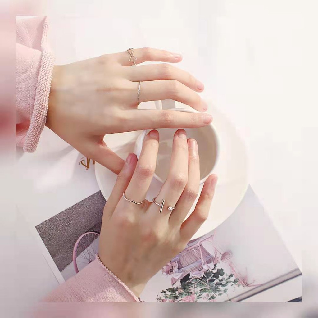Nhẫn Đeo Tay Kim Loại Phong Cách Hàn Quốc Xinh Xắn Cho Nữ