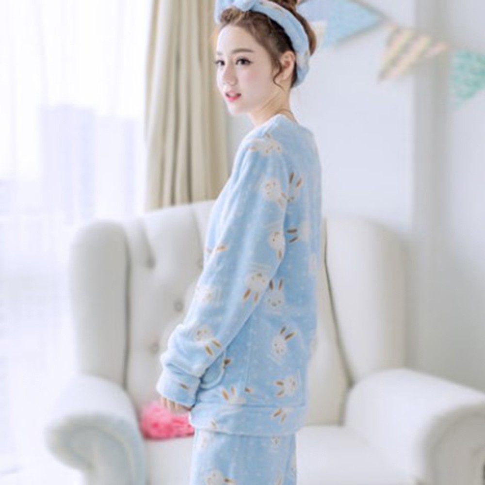 Bộ Đồ Ngủ Vải Bông In Họa Tiết Dễ Thương Size M-2Xl Cho Nữ | BigBuy360 - bigbuy360.vn