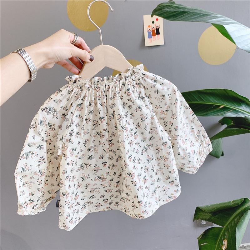 Áo Thun Tay Dài Cổ Tròn Màu Trơn Thời Trang Xuân Thu Cho Bé Gái 2-8 Tuổi