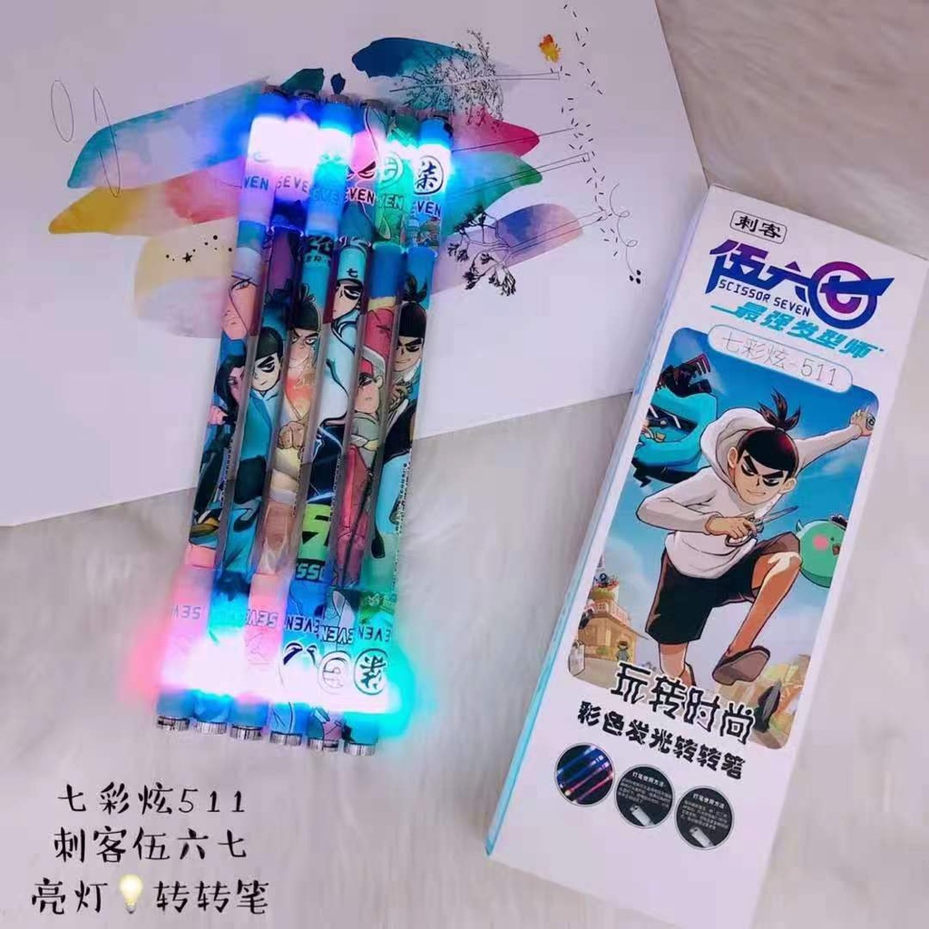 Bút Mực gel Dạng Xoay Có Đèn LED Thời Trang Cho Học Sinh / Văn Phòng