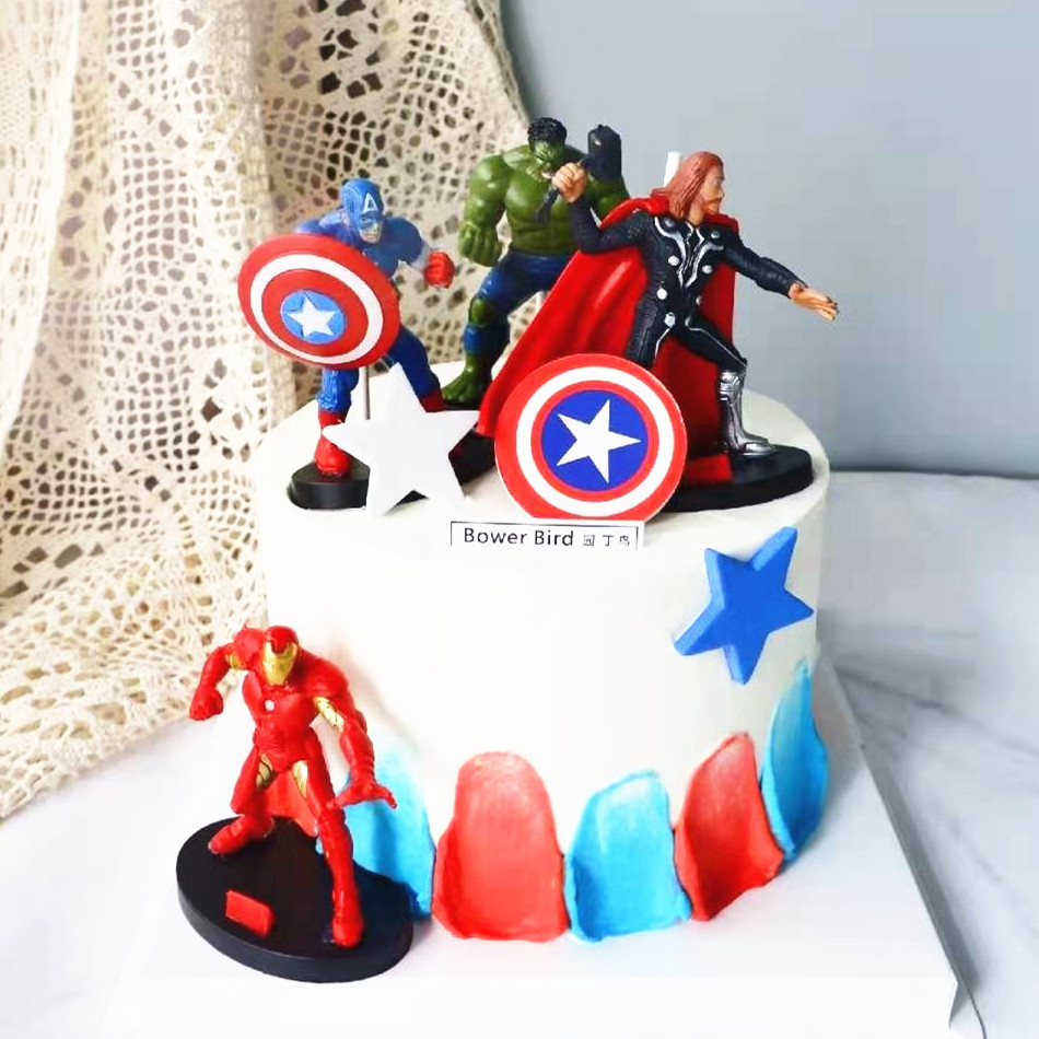 MARVEL Set 4 Mô Hình Nhân Vật Siêu Anh Hùng Trang Trí Bánh 10cm