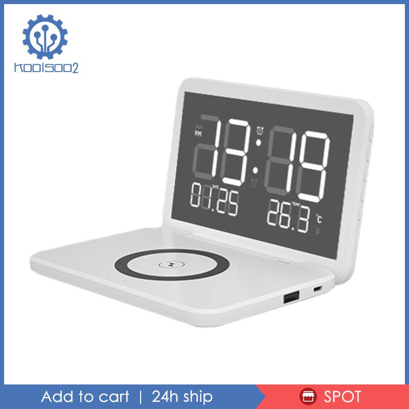 Đồng Hồ Báo Thức Koolsoo2 Kèm Sạc Không Dây Có Thể Điều Chỉnh Độ Sáng Để Bàn Đầu Giường