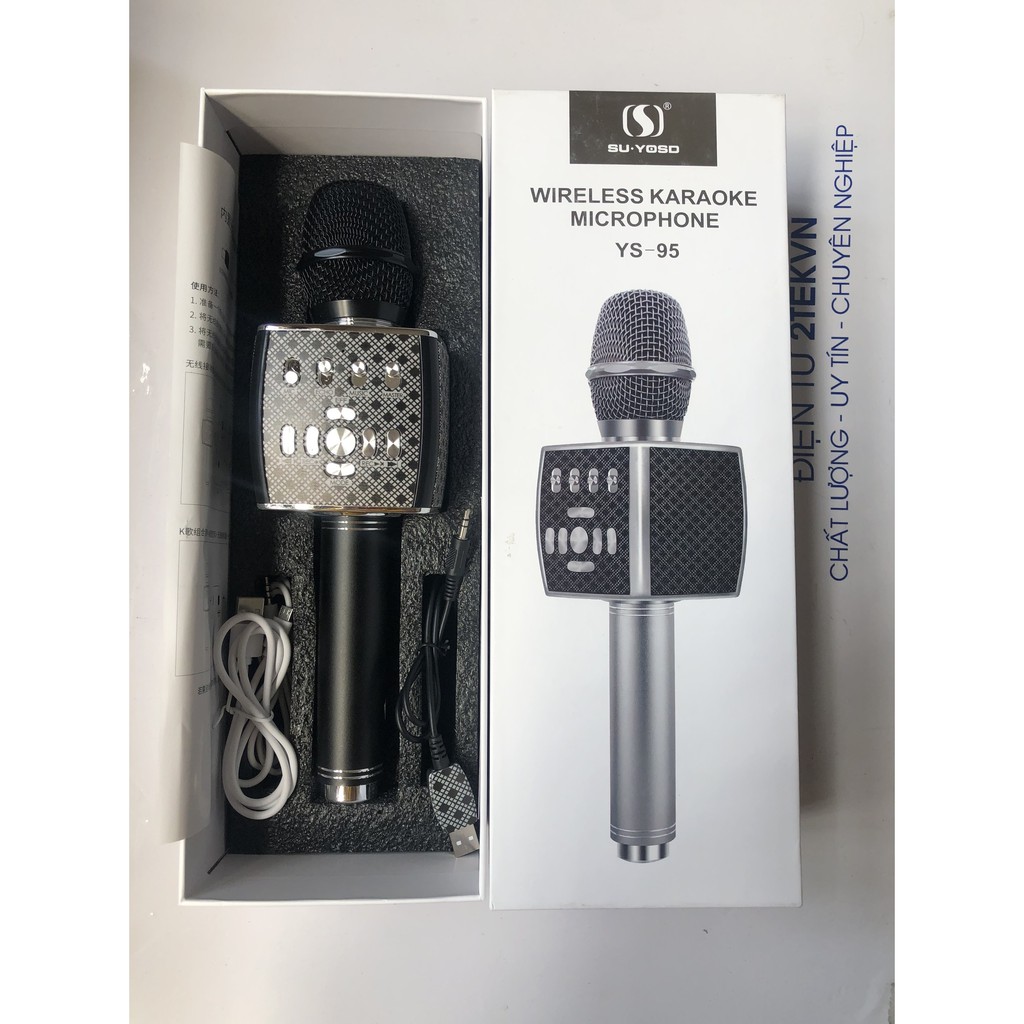 ⚡Giá Rẻ⚡ Micro Karaoke YS 95 kết nối bluetooth Tích Hợp Loa Bass Không Dây Dùng Hát Tại Nhà Hoặc Livetream-BH 1 NĂM