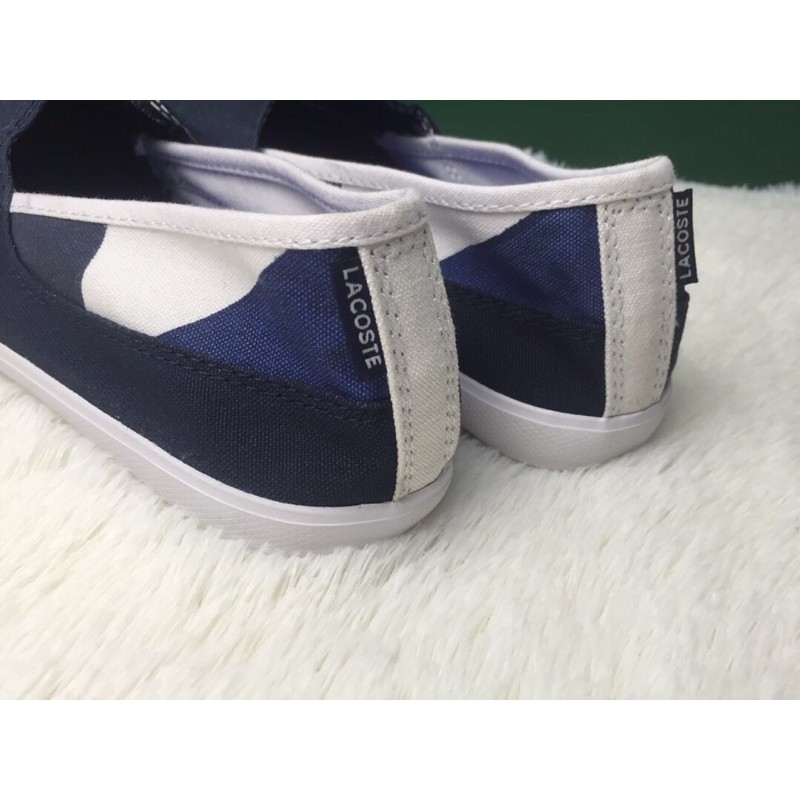 Giày lười vải thời trang nam đế cao su dẻo vải mềm lacoste