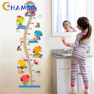 Giấy dán tường in hình thước đo chiều cao hình động vật hoạt hình dễ thương chống thấm nước trang trí trường mẫu giáo