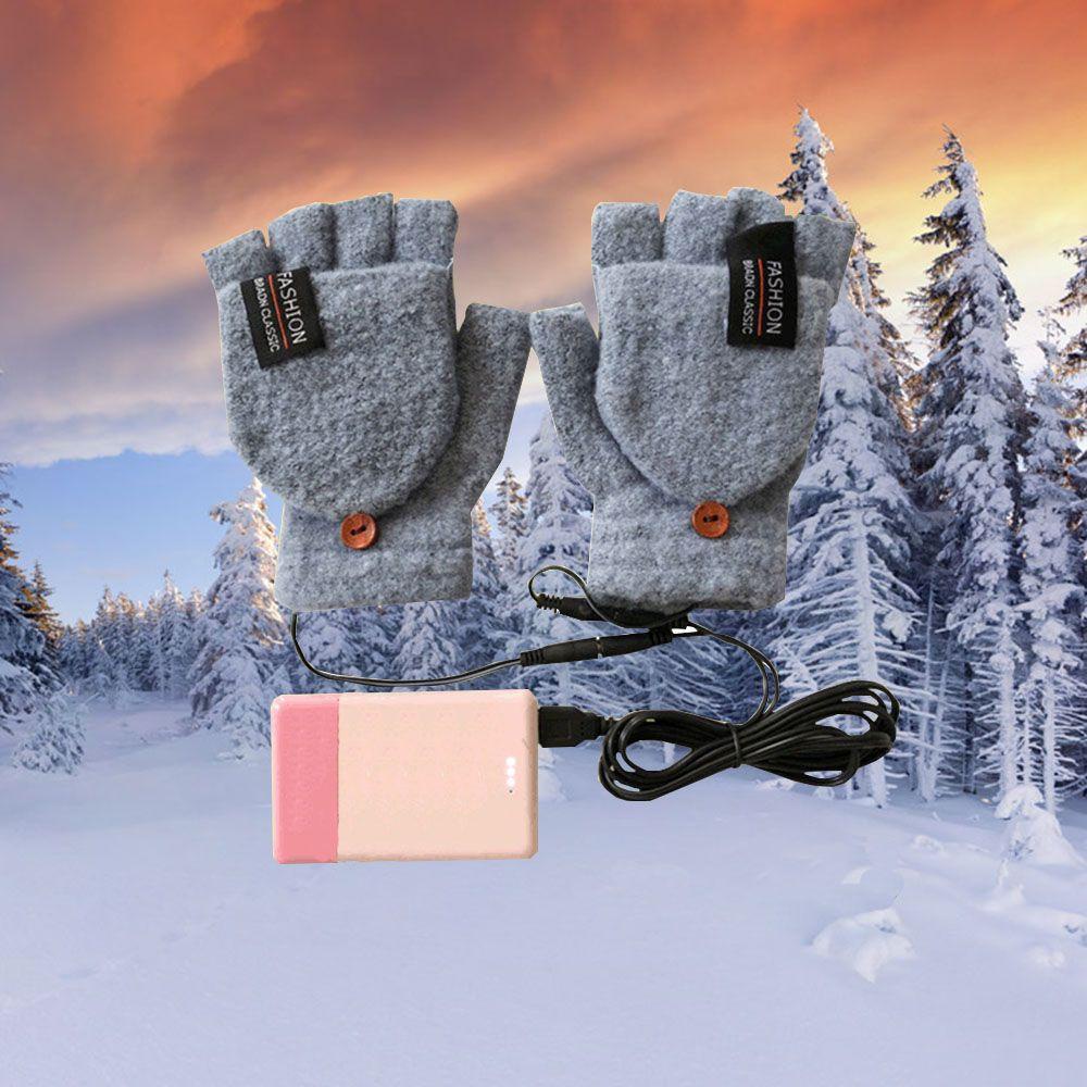 Găng Tay Sưởi Ấm Điện USB Nửa Ngón Mùa Đông Mới