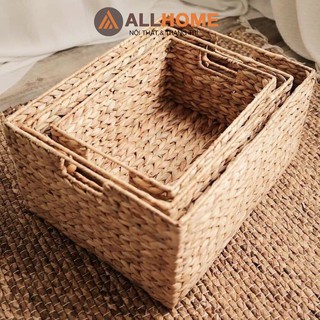 Giỏ khay lục bình allhome hình chữ nhật size s/m/l đựng đồ, trang trí decor hàng xuất khẩu