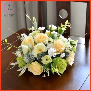 Lẵng hoa lụa dài 42cm nhiều mẫu trang trí bàn, kệ tủ, trang trí phòng họp, hội thảo, hội nghị