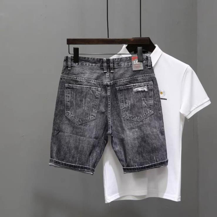 Quần Short Jean Nam Đẹp Chất Bò Co Giãn Cao Cấp, Quần Ngố rách Mẫu Mới Phong Cách Hàn Quốc Q232 ! !