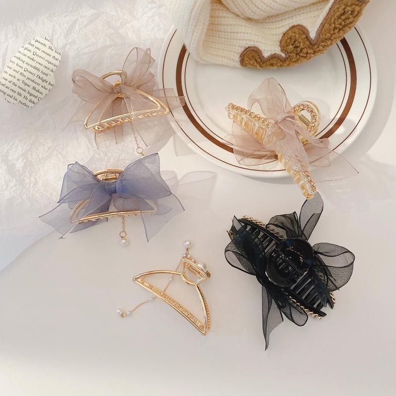 Kẹp Tóc Kim Loại Phối Nơ Phong Cách Hàn Quốc Thời Trang Cho Nữ