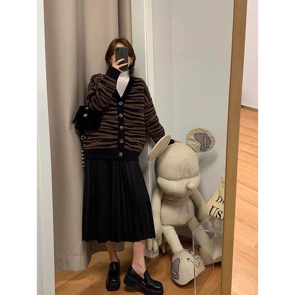 Áo cadigan hoạ tiết ngựa vằn freesize hàng QC