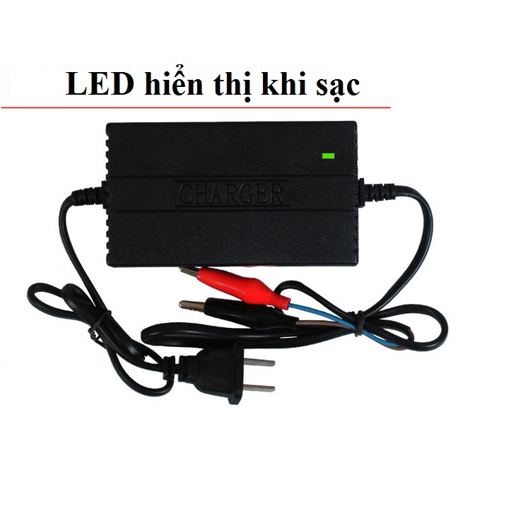 Sạc bình ắc quy 12v cho xe máy, ô tô (Đen)