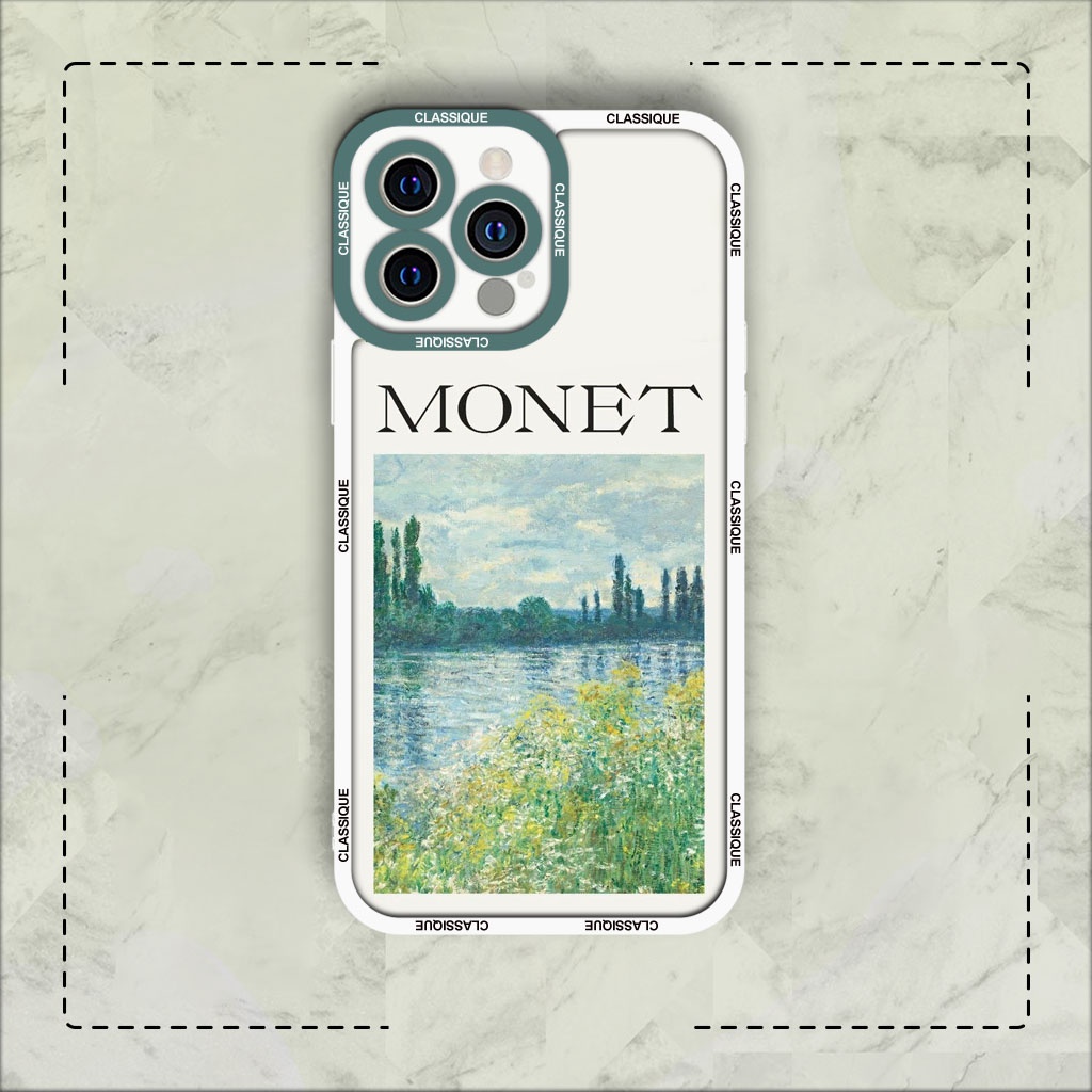 Ốp lưng iphone samsung xiaomi oppo cạnh vuông JM Case Monet Mặt hồ