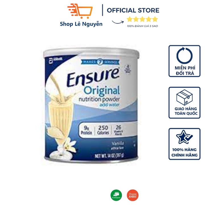 Sữa Bột Dinh Dưỡng Ensure Original 397g Mỹ Bổ Sung Vitamin Canxi Và Dưỡng Chất Cho Cơ Thể Khỏe Mạnh