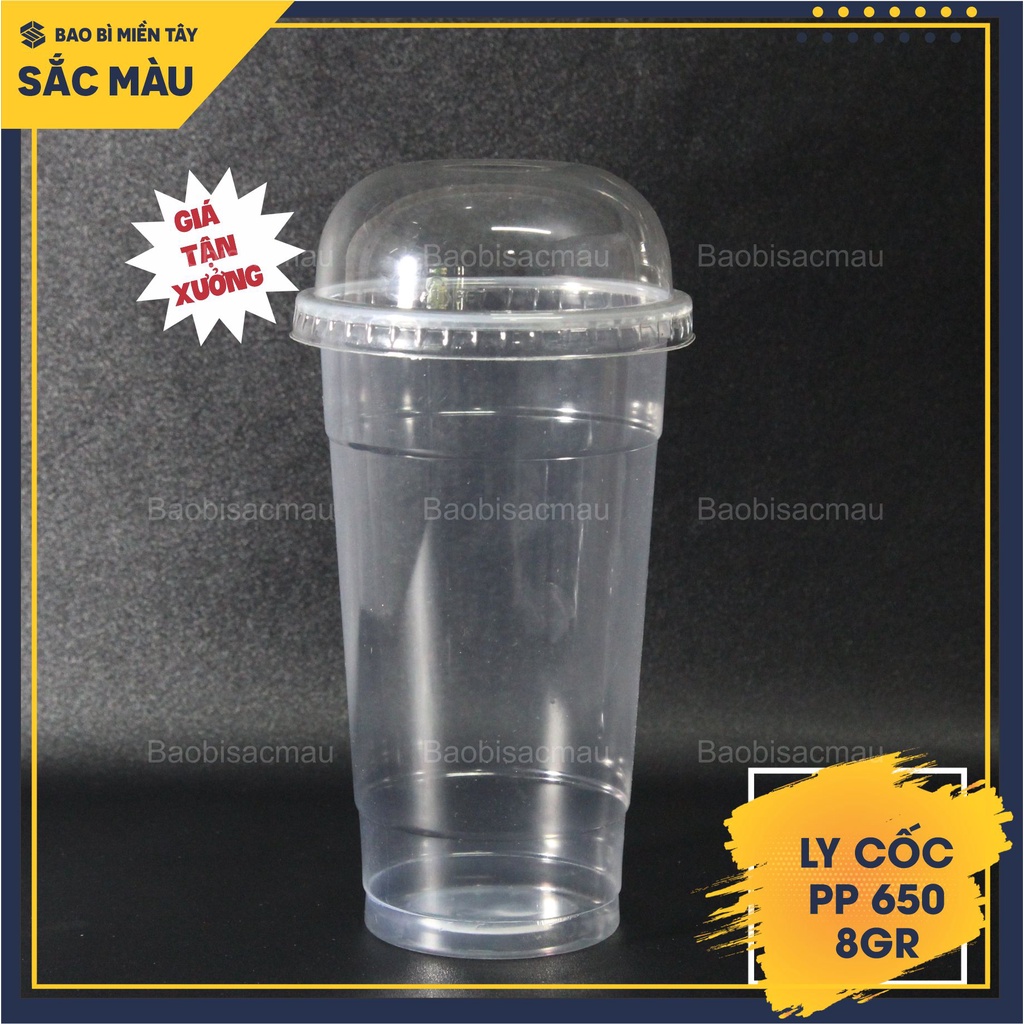 Sỉ 50 cốc nhựa/ ly nhựa PP 650 kèm nắp