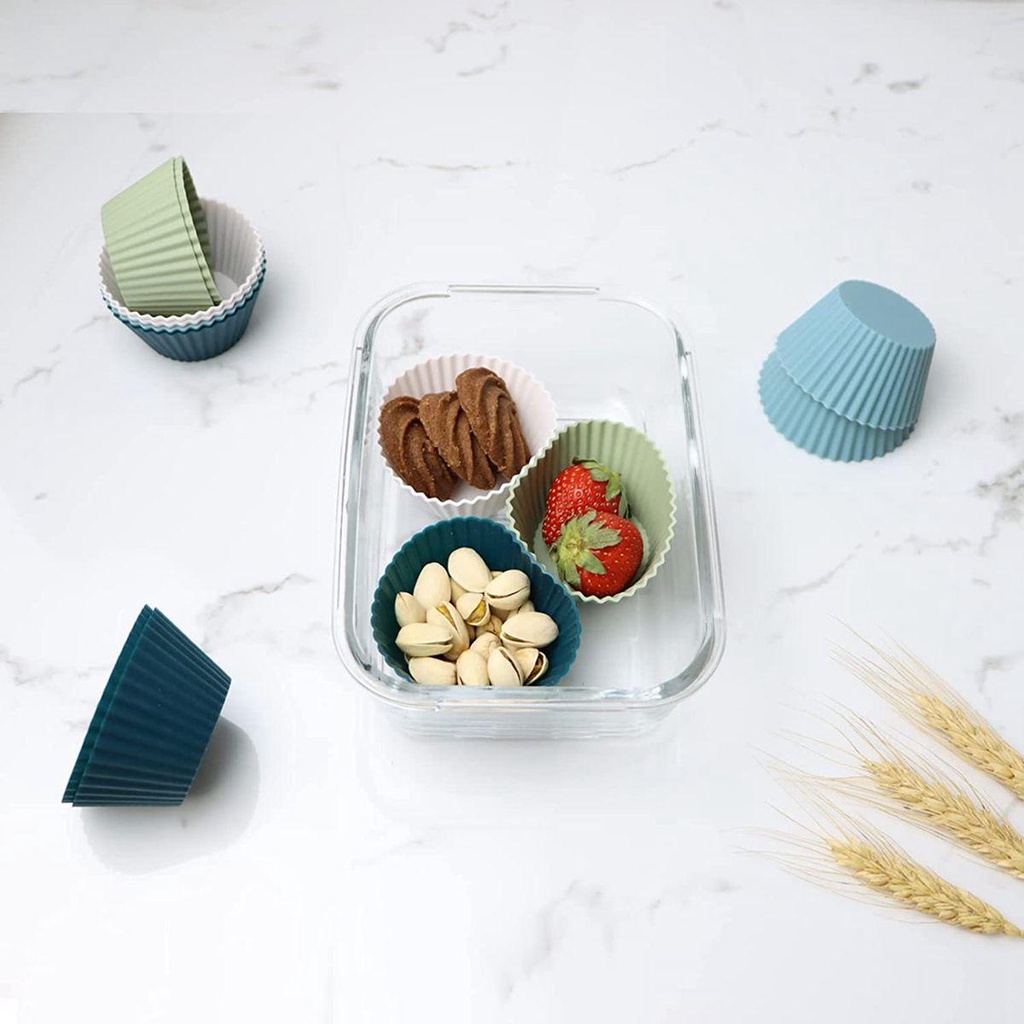 Set 12 Khuôn Silicone Nướng Bánh Tái Sử Dụng Tiện Lợi