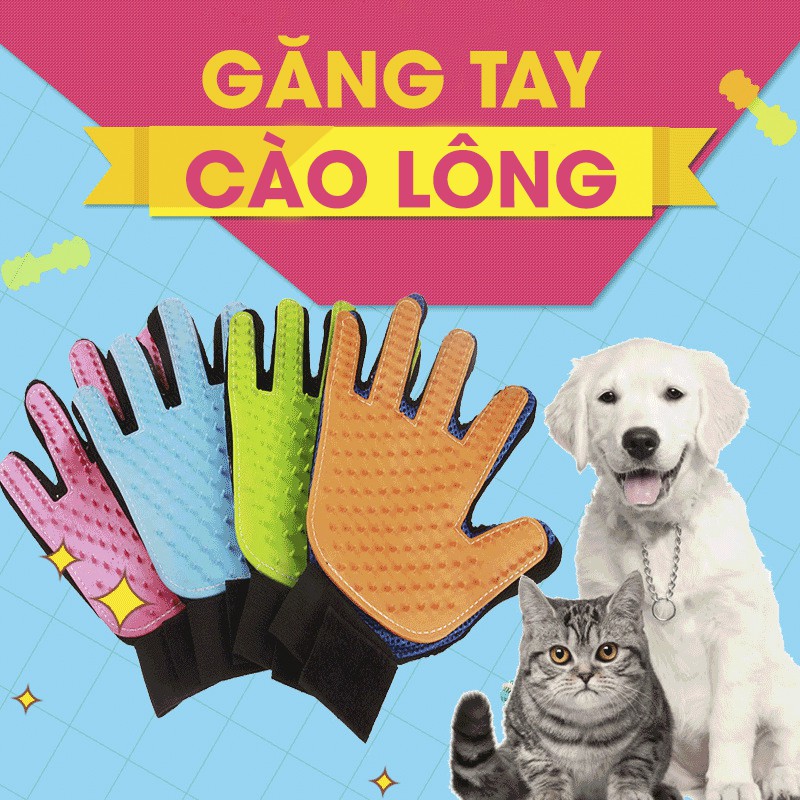 GĂNG TAY CHẢI LÔNG, LẤY LÔNG RỤNG CHO CHÓ MÈO