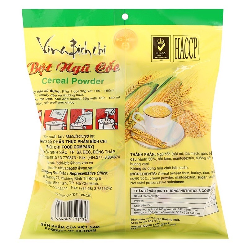 Bột Ngũ Cốc Bích Chi Có Đường (10 Gói x 30gr)