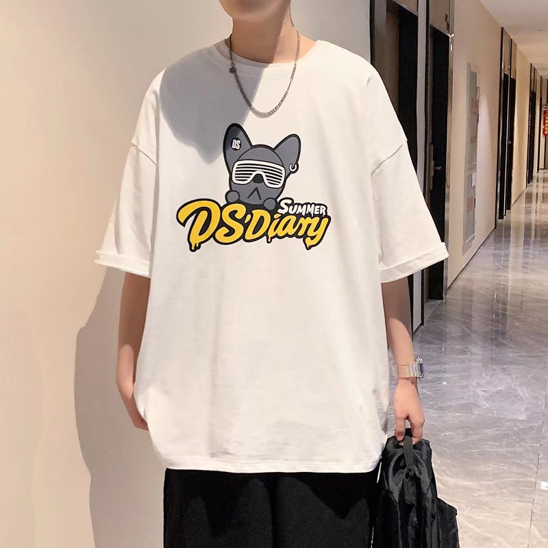 Áo Thun Tay Ngắn Dáng Rộng In Chữ Phong Cách Nhật Bản Thời Trang Mùa Hè Cho Nam Size M-8XL