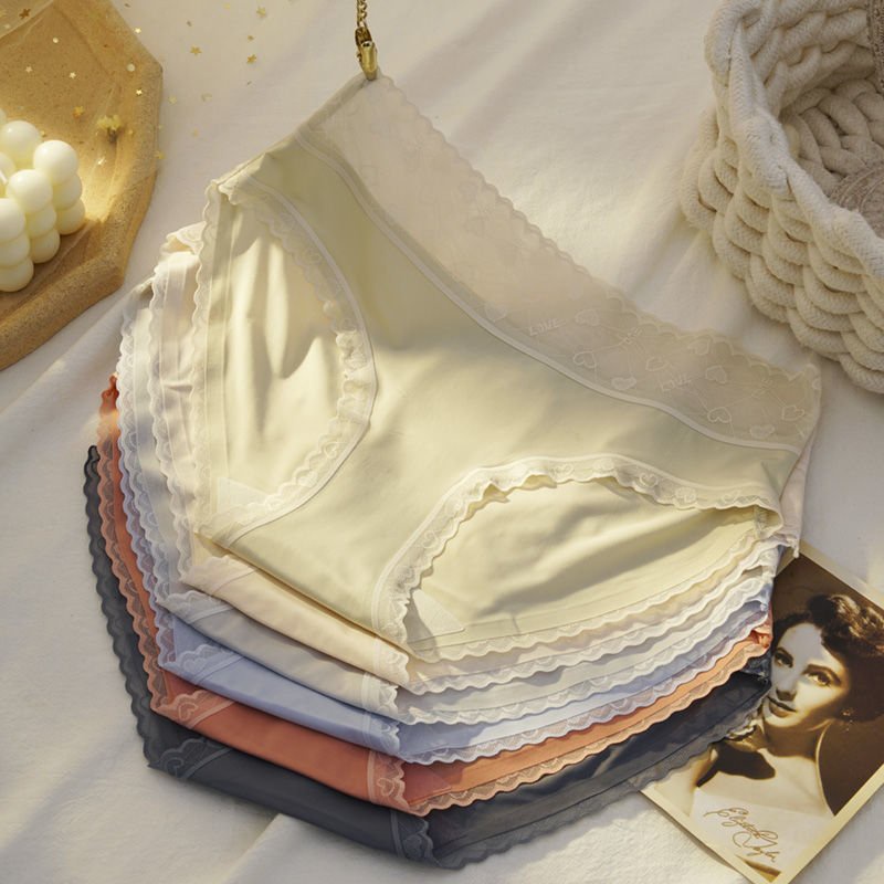 Quần Lót Cotton Mềm Mại Phối Ren Tim Xinh Xắn DAN L&amp;U 9909