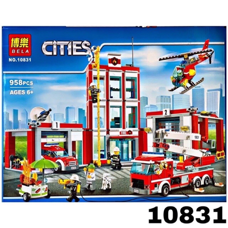 Bộ đồ chơi lắp ráp trạm cứu hoả thành phố lego city urban lion 18034 bela 10831