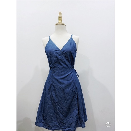 Đầm 2 dây chắp tà Denim May.bi | Xuất khẩu cao cấp | Tiam Clothes