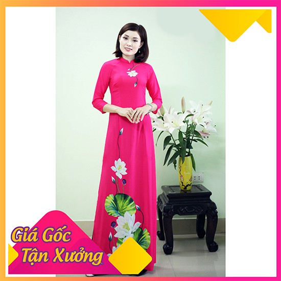 Bộ Áo Dài Truyền Thống ❤️FREESHIP❤️ Sen Hồng Lụa Nhật Cao Cấp Lên Phom Dáng Chuẩn Hot Nhất Hè 2020