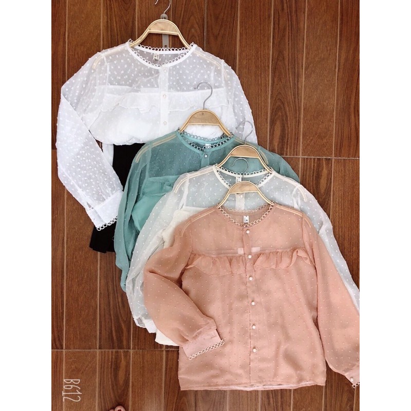 Áo Ren Tiểu Thư vintage Mẫu Mới Hàng 2 Lớp Ren Quảng Châu