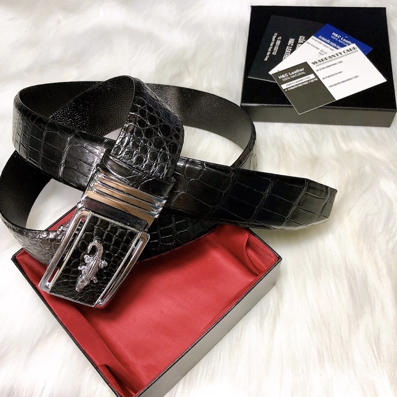 Thắt lưng nam da cá sấu thật 100%, rộng 4cm, dây nối