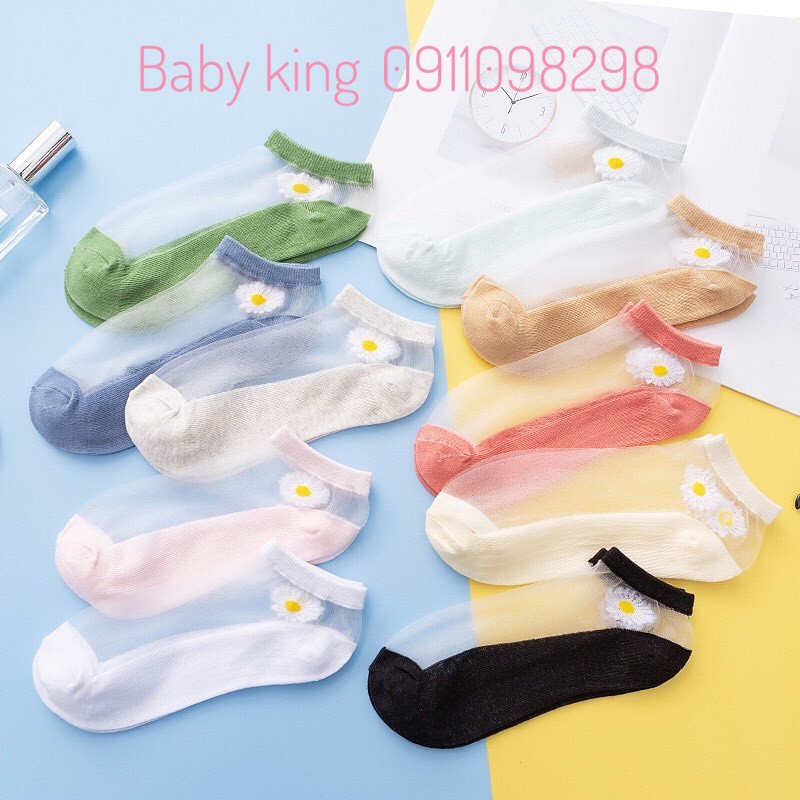 Set 10 đôi vớ/ tất lưới hoa cúc daisy hot trend cho mẹ