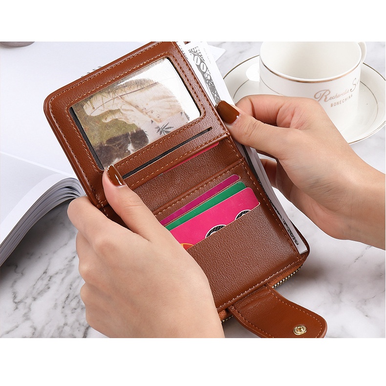 Ví nữ mini cầm tay GENZY họa tiết kẻ caro sang trọng thiết kế nhiều ngăn tiện lợi V027