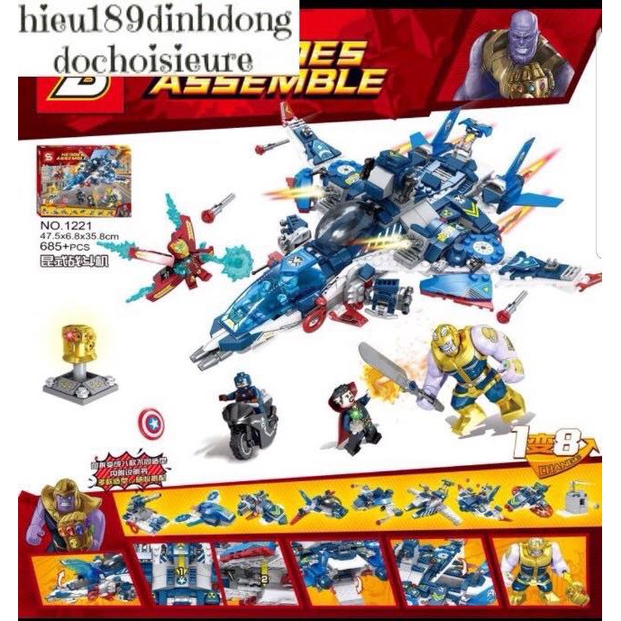 Lắp ráp xếp hình Lego siêu anh hùng SY1221 : Phi thuyền chiến đấu endgame 8in1 685+ mảnh (ảnh thật)