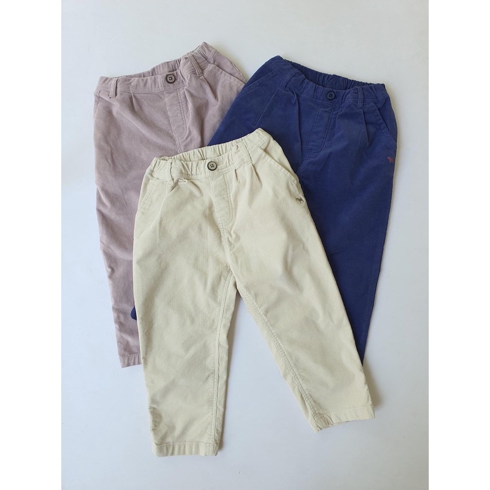 Quần baggy nhung tăm Bluedog xuất Hàn 3 màu kem / xanh / tím size 100 - 165